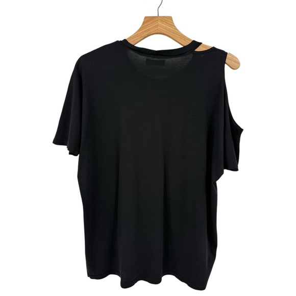 Michael Lauren Relaxed Fit Verdugo Crew Neck Tee with Cutout Sleeve in Black L - Picture 10 of 10